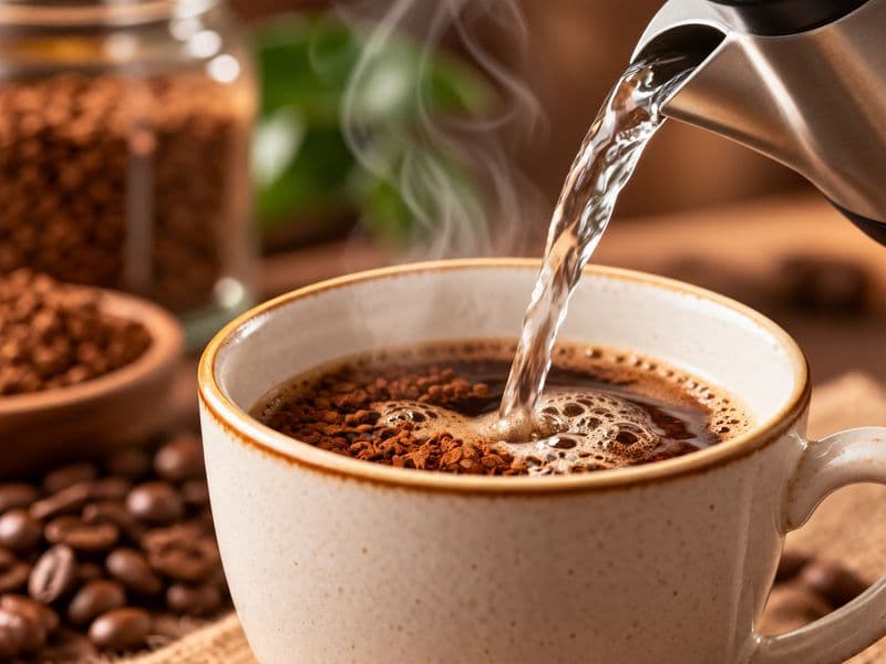Hot water being poured into the cup